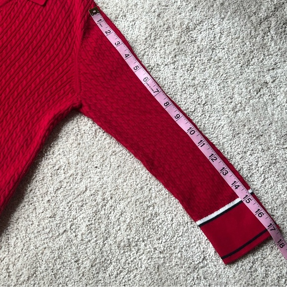 ⭐️BOGO FREE⭐️ TOMMY HILFIGER Cropped Cable Red-white-blue Sweater S - Picture 9 of 10